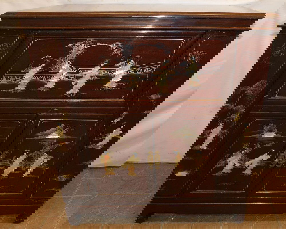 Oriental Mother Of Pearl Decorated Bar Cabinet (1 of 10)