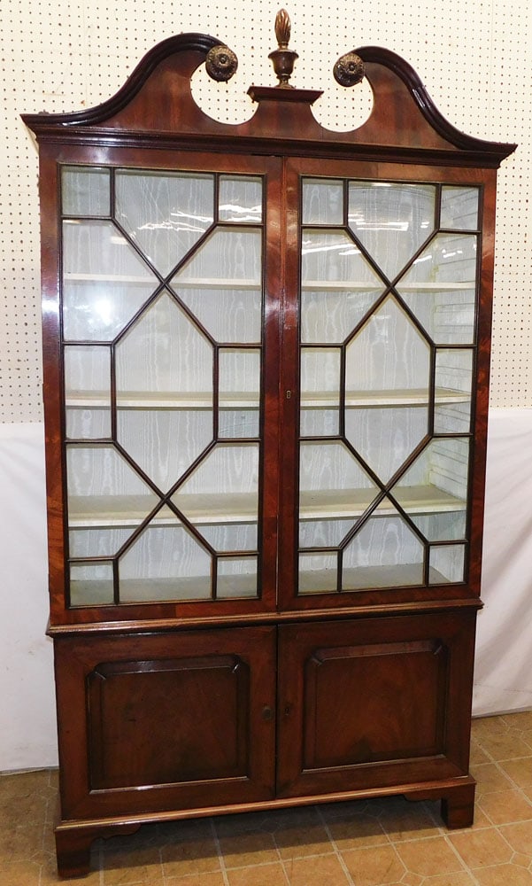 19th C Two Part Mahogany Glass Door Cabinet (1 of 7)