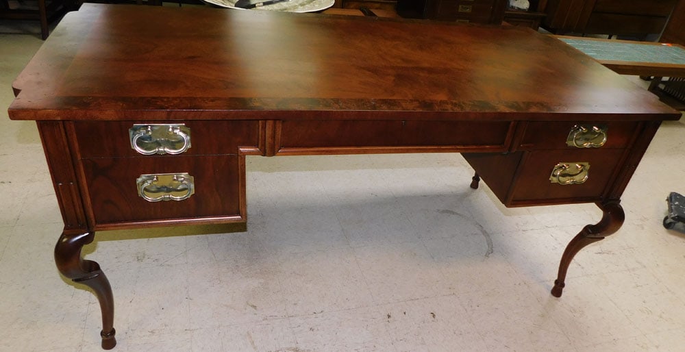 Walnut & Burl Walnut Banded Top Desk By Tomlinson (1 of 11)