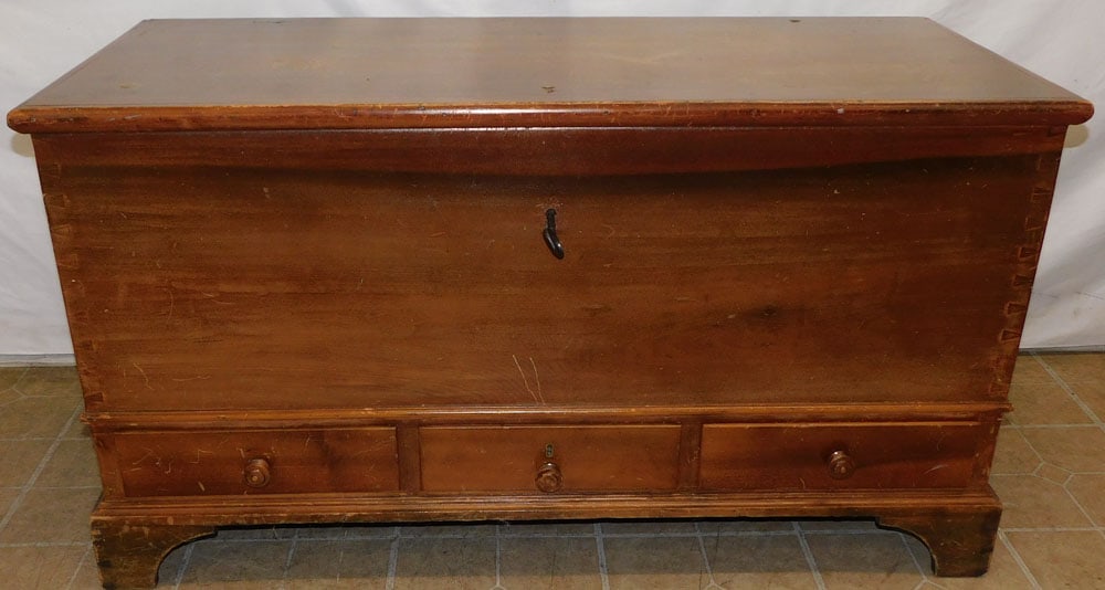 19th C Cherry Blanket Chest With Three Drawers (1 of 11)