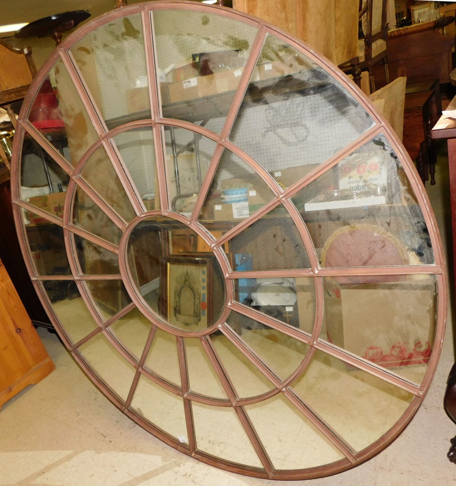 Painted Metal Framed Round Mirror (1 of 5)