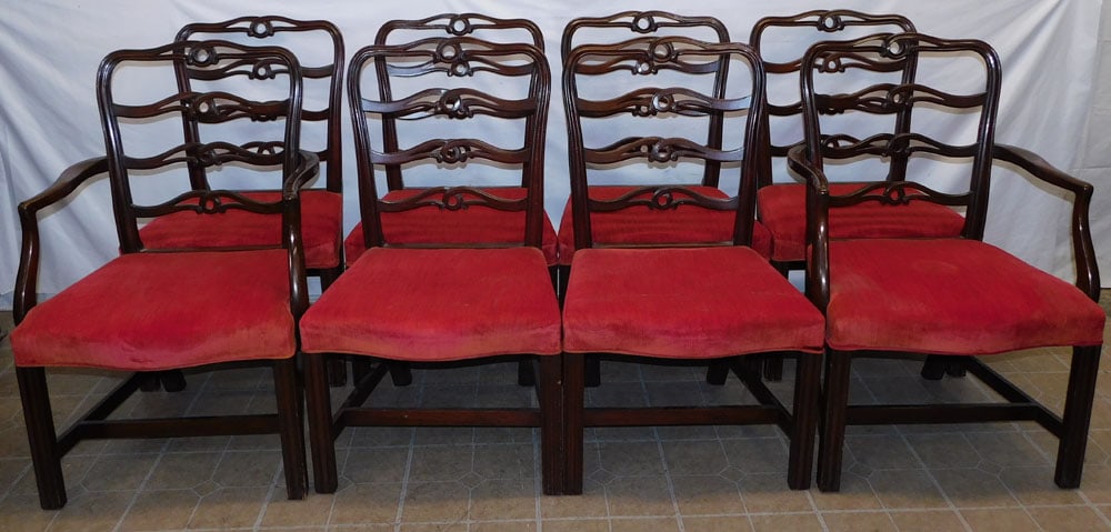 Set 8 Antique Mahogany Dining Chairs (1 of 4)