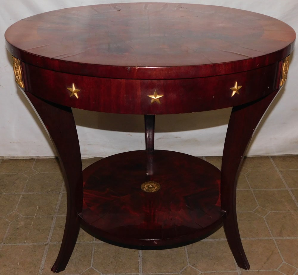 French Empire Mahogany Center Table with Bronze Ormolu (1 of 5)