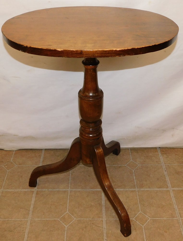 19th C Cherry Oval Tilt Top Candlestand (1 of 4)
