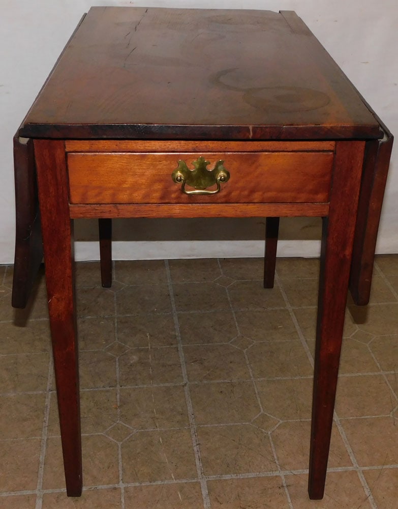 19th C American Walnut Drop-Leaf Table with Drawer (1 of 5)