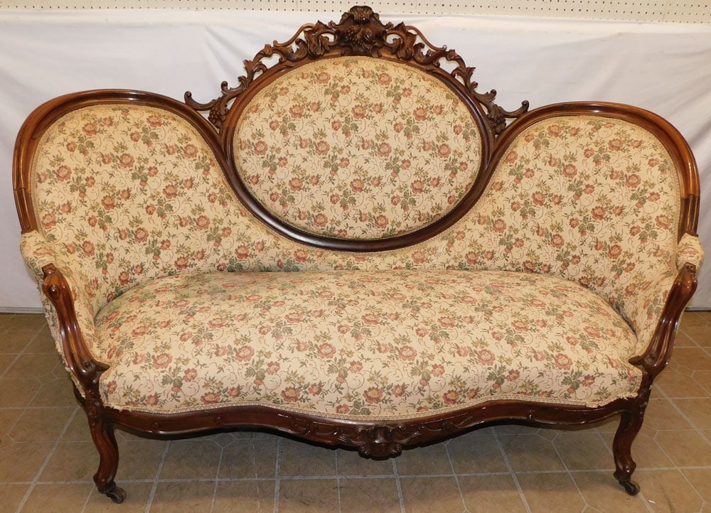 Antique Carved Rosewood Victorian Sofa (1 of 6)