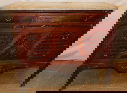 French Antique Rose Wood Inlay Marble Top Commode With Brass Ormolu: French Antique Rose Wood Inlay Marble Top Commode With Brass Ormolu. 39 1/4" W 19 1/4" D 34 1/4" H ALL DESCRIPTIONS AND ANY CONDITION STATEMENT GIVEN BY LANGSTON AUCTION GALLERY ARE STRICTLY OPINIONS