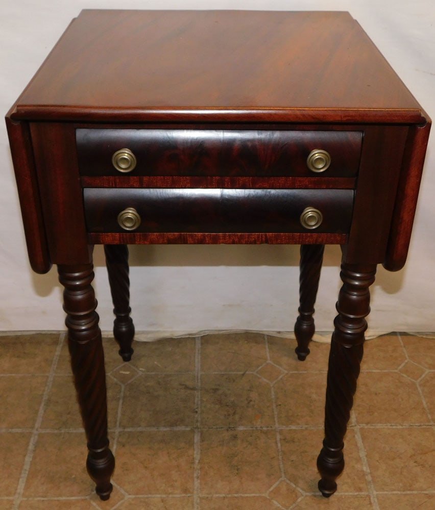 19th C Mahogany Two Drawer Drop Side Night Stand (1 of 5)