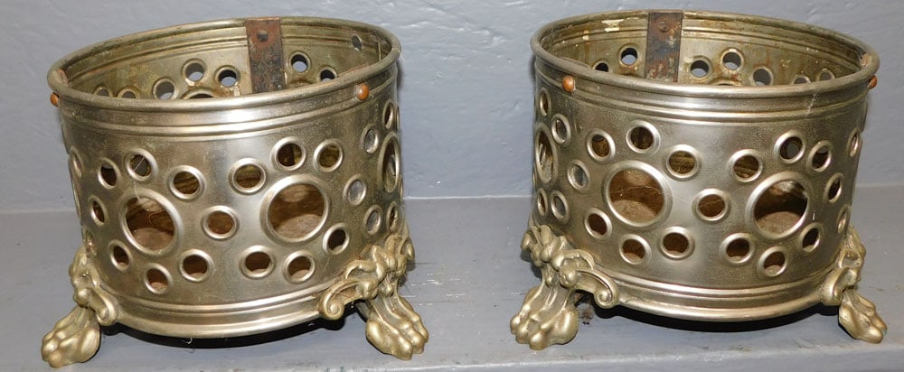 Pair Antique Silver Plate Open Work Jardinières (1 of 3)