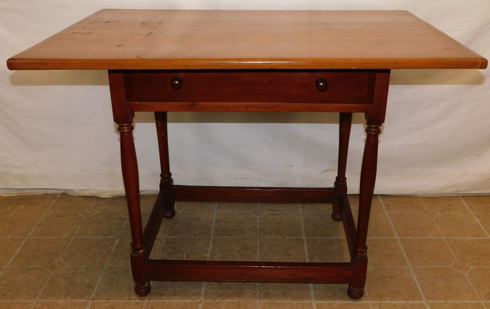 19th C Pine One Drawer Tavern Table (1 of 9)