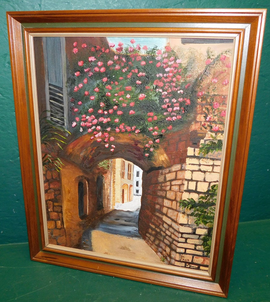 Framed Oil On Canvas Street Scene Signed St Paul (1 of 4)