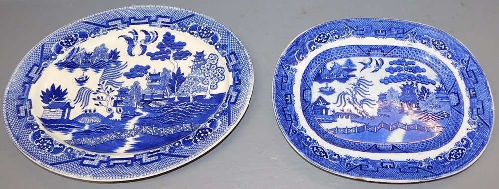 Two Antique Blue Willow Porcelain Platters (1 of 6)