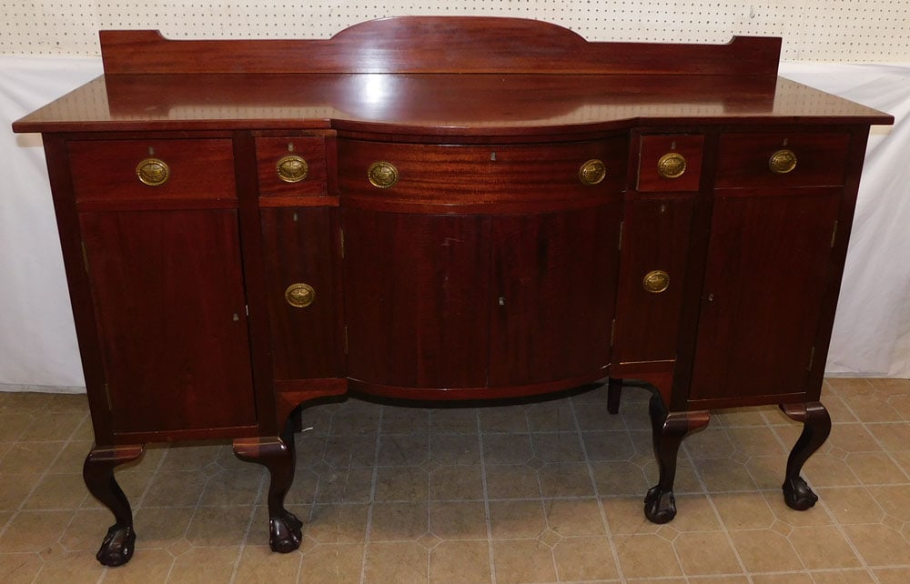 Antique Mahogany Side Board With Ball & Claw Feet (1 of 10)