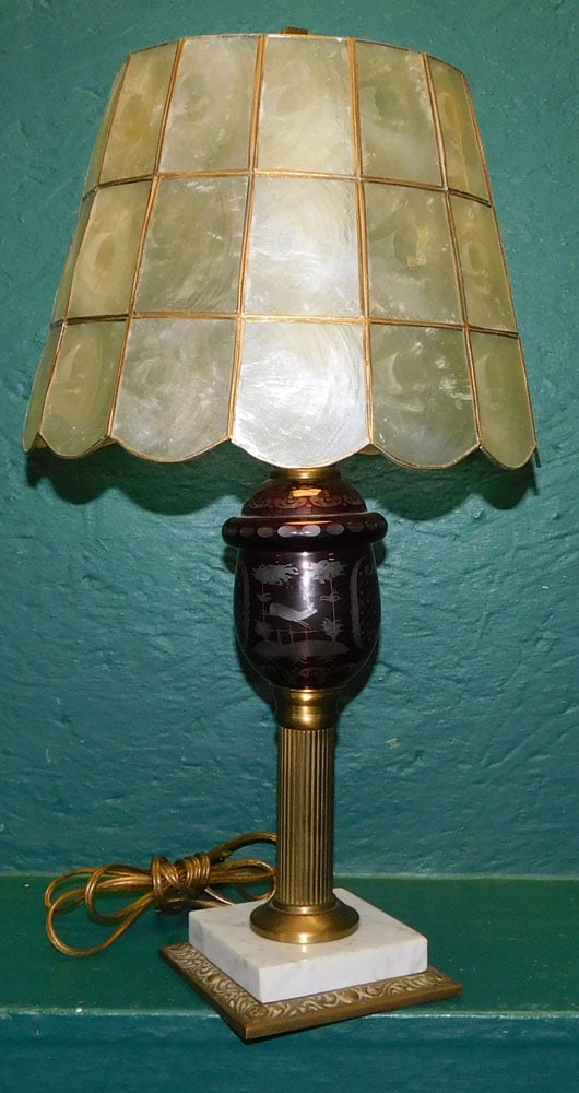 Ruby Cut To Clear Font Marble Base Lamp (1 of 4)