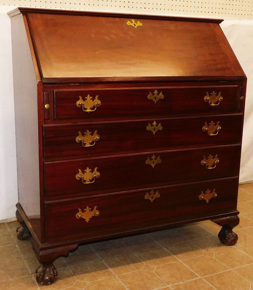 Antique Mahogany Slant Front Desk With Ball & Claw Feet (1 of 6)