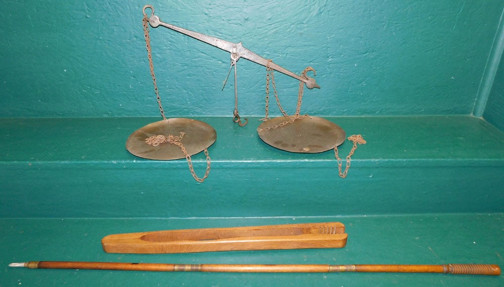 Antique Metal & Brass Scale & Two Primitive Tools (1 of 3)