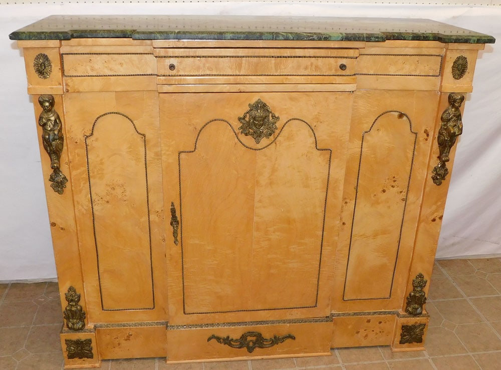 Bleached Walnut Marble Top Cabinet With Bronze Ormolu (1 of 8)