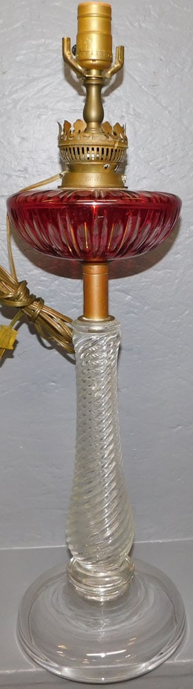 Antique Ruby Cut To Clear Banquet Lamp ( Electrified) (1 of 4)