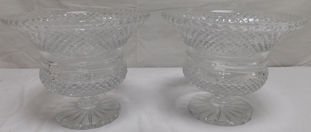 Pair Anglo Irish Cut Glass Pedestal Bowls (1 of 3)