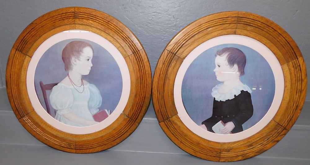 Pair Carved Oak Framed Prints (1 of 3)