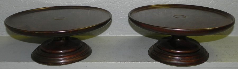 Pr mahogany 19th c. lazy susans.11 3/4" dia.: Pair of mahogany 19th century lazy susans. 11 3/4" diameter x 4 3/4" tall.