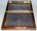 359: 19th c. brass inlaid lap desk with 2 ink bottles. - 2