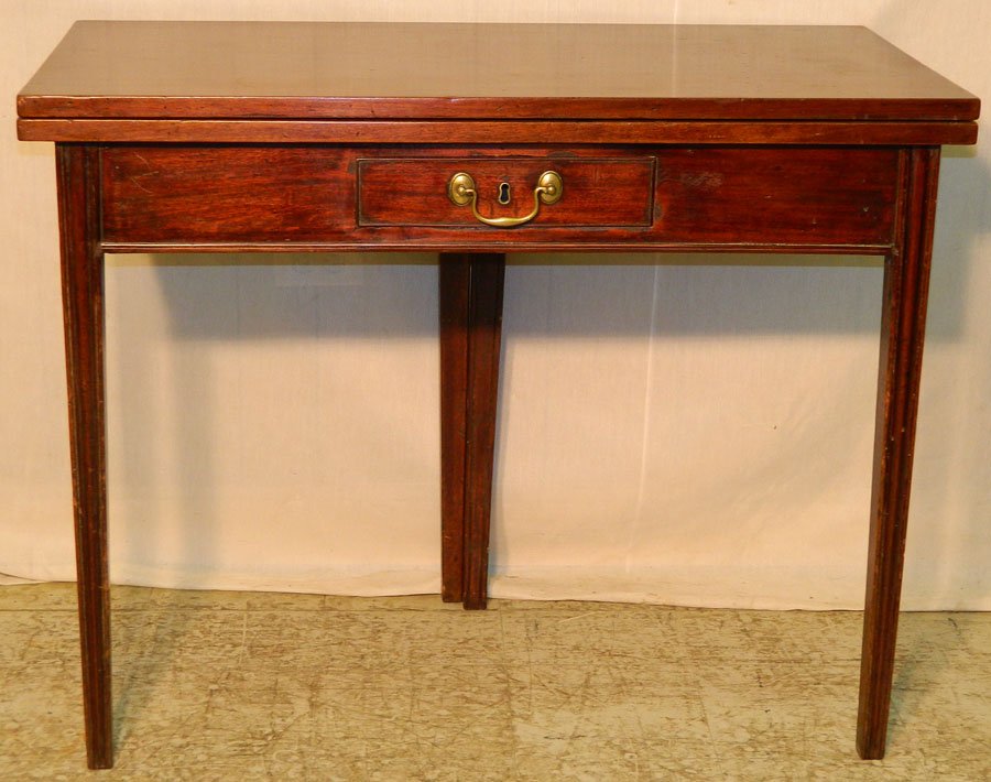Period mahog. Chippendale fold over game table.: Period mahogany Chippendale fold over game table with original pulls.