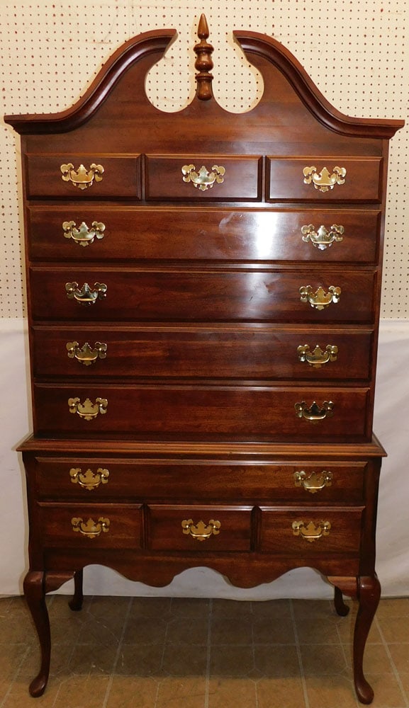 Cherry Two Part Queen Ann Style High Boy (1 of 4)