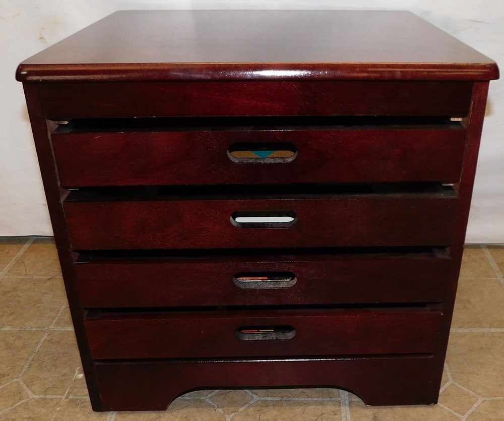 Cherry Game Cabinet: Cherry Game Cabinet. 18 1/2" W 16 1/2" D 17 3/4" H ALL DESCRIPTIONS AND ANY CONDITION STATEMENT GIVEN BY LANGSTON AUCTION GALLERY ARE STRICTLY OPINIONS AND LANGSTON'S SHALL HAVE NO RESPONSIBILITY FOR 