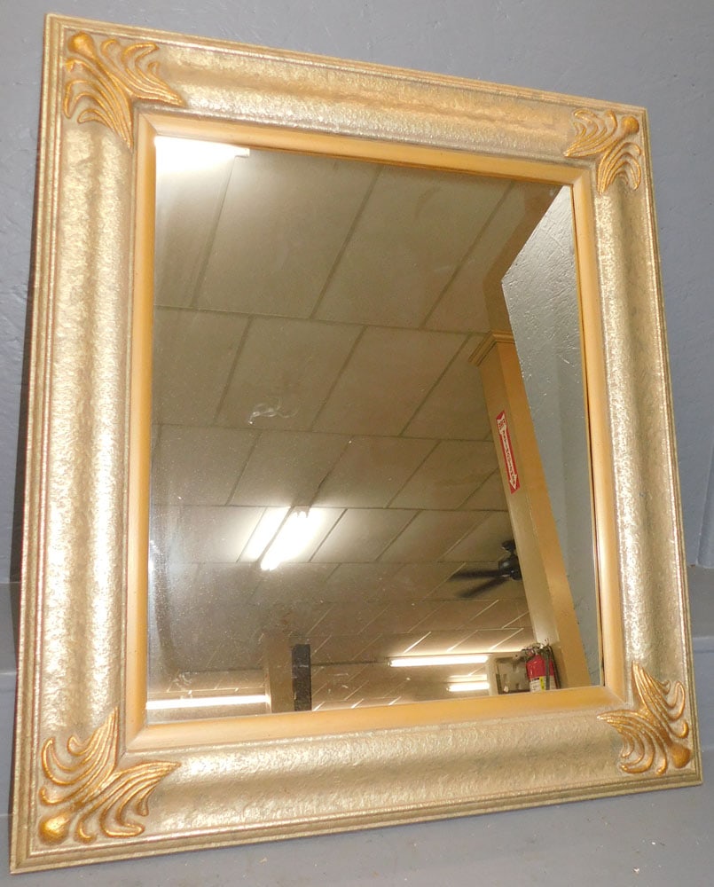 Gilded Framed Mirror: Gilded Framed Mirror. 29" X 33" ALL DESCRIPTIONS AND ANY CONDITION STATEMENT GIVEN BY LANGSTON AUCTION GALLERY ARE STRICTLY OPINIONS AND LANGSTON'S SHALL HAVE NO RESPONSIBILITY FOR ERRORS OR OMISSIONS