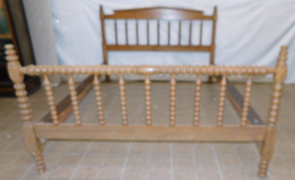 Antique Jenny Lind Double Bed with Rails (1 of 3)