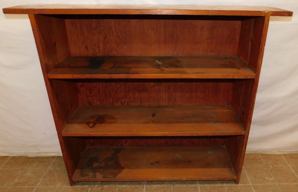 Pine Shelf: Pine Shelf . 45" W 12" D 37 1/2" H ALL DESCRIPTIONS AND ANY CONDITION STATEMENT GIVEN BY LANGSTON AUCTION GALLERY ARE STRICTLY OPINIONS AND LANGSTON'S SHALL HAVE NO RESPONSIBILITY FOR ERRORS OR OMISSI
