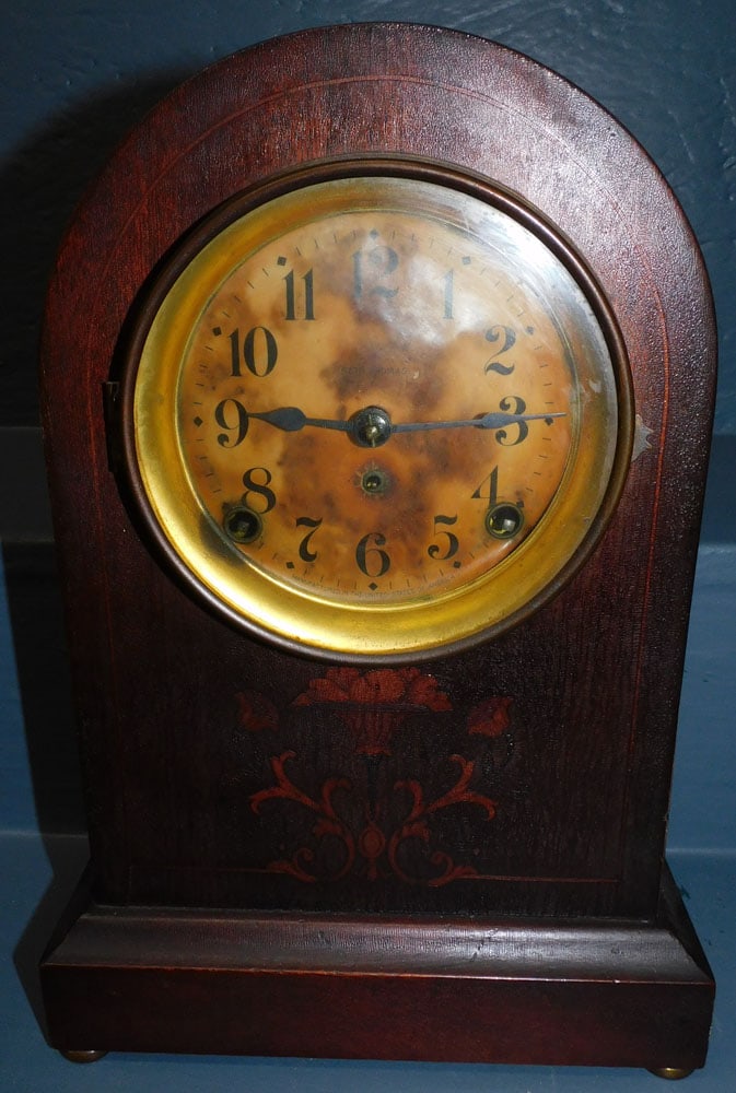 Antique Mahogany Inlaid Shelf Clock (1 of 5)