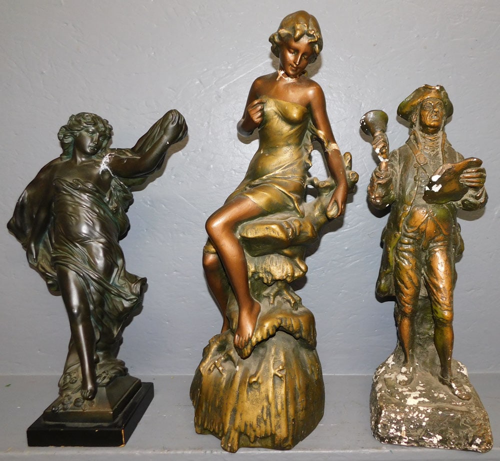 Three Molded Gesso Sculptures (As Is): Three Molded Gesso Sculptures (As Is). 24" H ALL DESCRIPTIONS AND ANY CONDITION STATEMENT GIVEN BY LANGSTON AUCTION GALLERY ARE STRICTLY OPINIONS AND LANGSTON'S SHALL HAVE NO RESPONSIBILITY FOR ERRORS