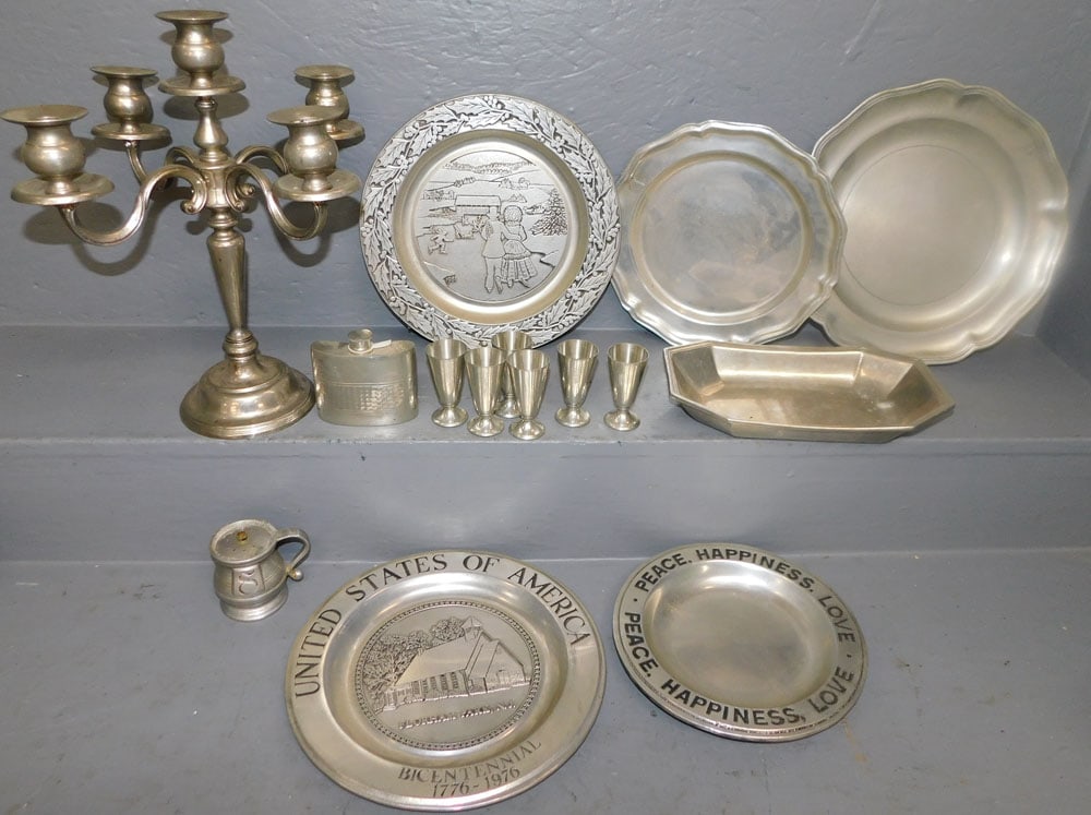 Silverplated Candelabra - Pewter, & Cast Aluminum Items: Silverplated Candelabra - Pewter, & Cast Aluminum Items. ALL DESCRIPTIONS AND ANY CONDITION STATEMENT GIVEN BY LANGSTON AUCTION GALLERY ARE STRICTLY OPINIONS AND LANGSTON'S SHALL HAVE NO RESPONSIBILIT