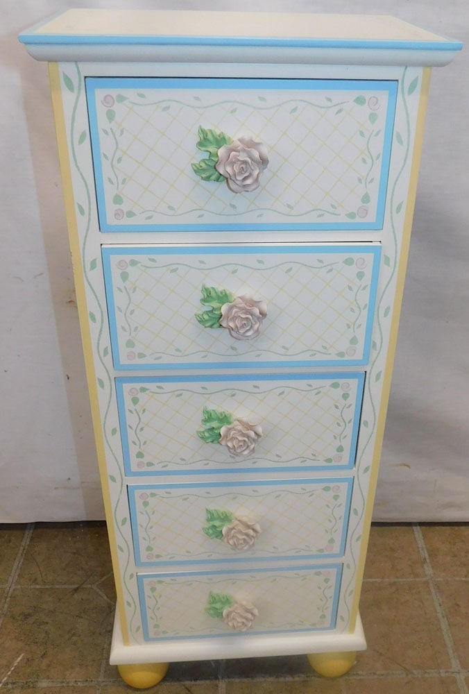 Narrow Painted 5 Drawer Chest (1 of 4)