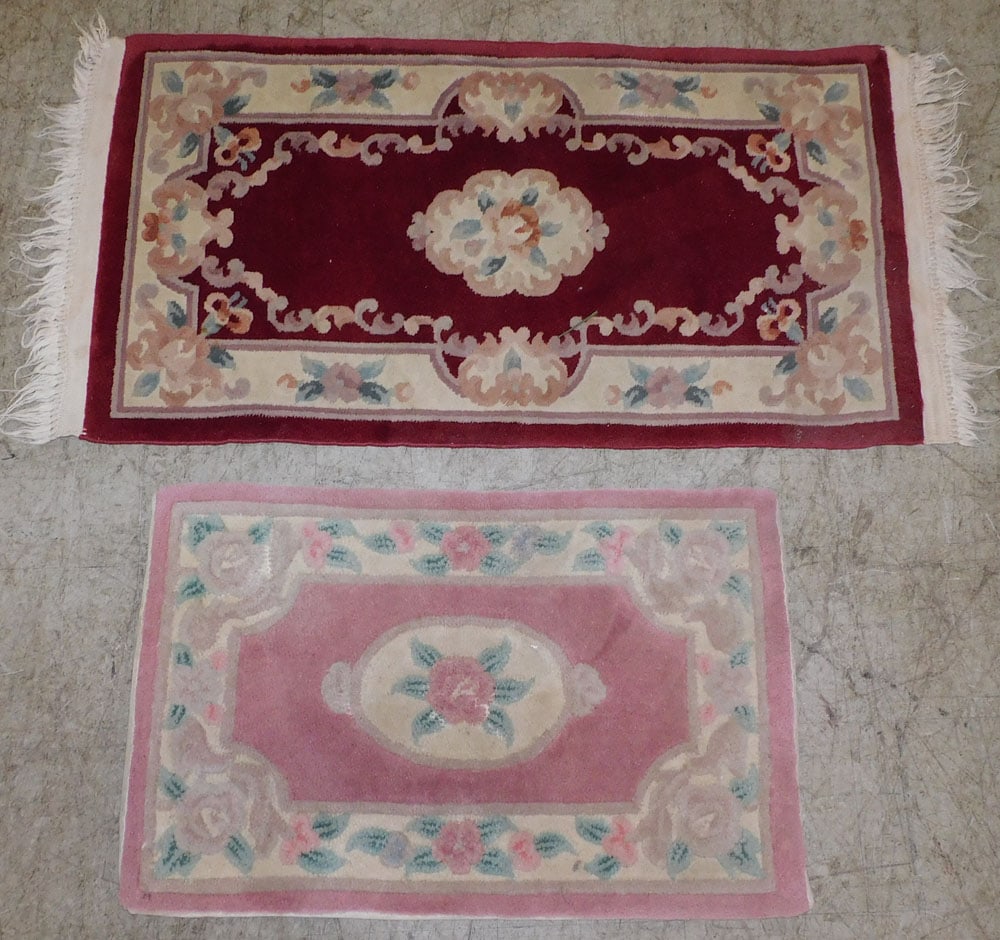 4' 6" x 2' 1" Chinese Aubusson Rug & Aubusson Rug: 4' 6" x 2' 1" Chinese Aubusson Rug & Aubusson Rug. ALL DESCRIPTIONS AND ANY CONDITION STATEMENT GIVEN BY LANGSTON AUCTION GALLERY ARE STRICTLY OPINIONS AND LANGSTON'S SHALL HAVE NO RESPONSIBILITY FOR 