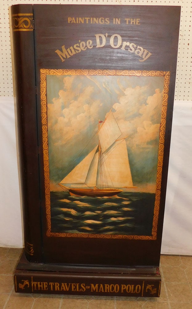 Ship Paint Decorated Book Form 1 Drawer & Door Cabinet (1 of 6)