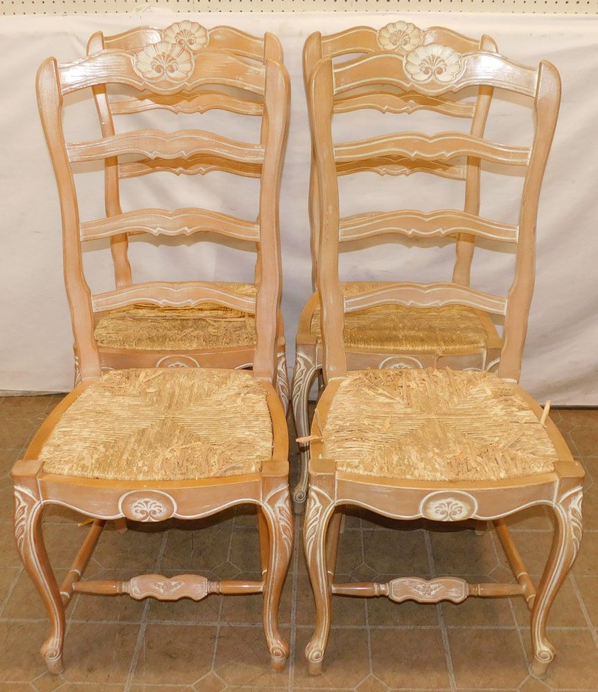 Set of Four Country French Style Dining Chairs With Shell Carvings (1 of 5)