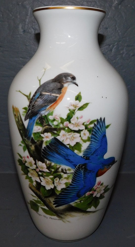 Paint Decorated Vase with Bird Motif by Kaiser, (Signed by Artist) (1 of 5)