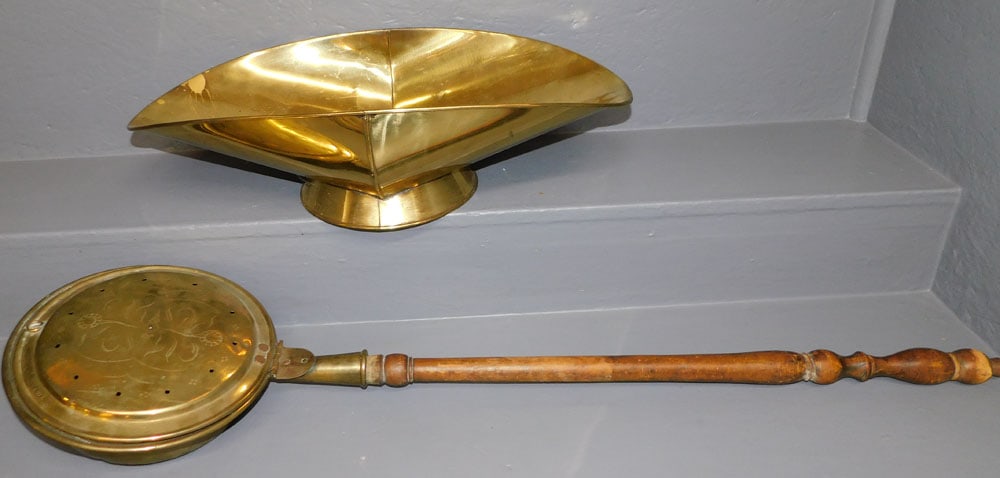 Antique Brass Bed Warmer & Grain Scoop (1 of 3)