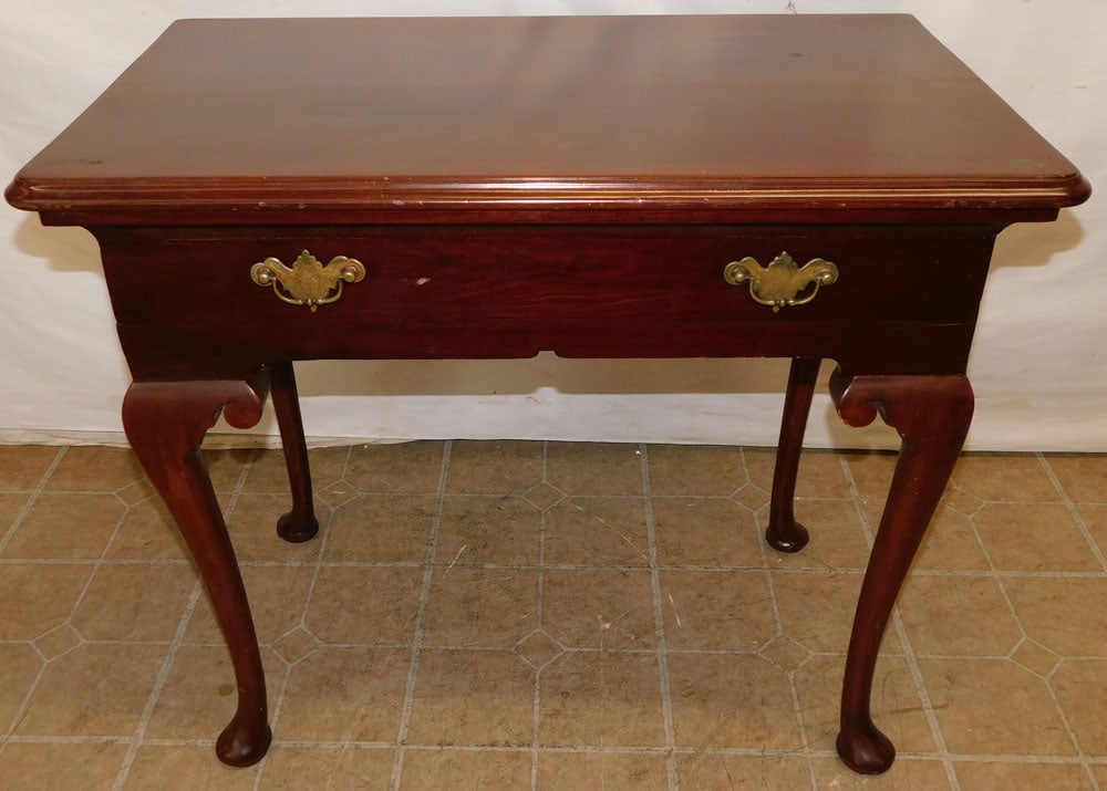 19th Century Mahogany Queen Anne Style Console with Drawer (1 of 6)