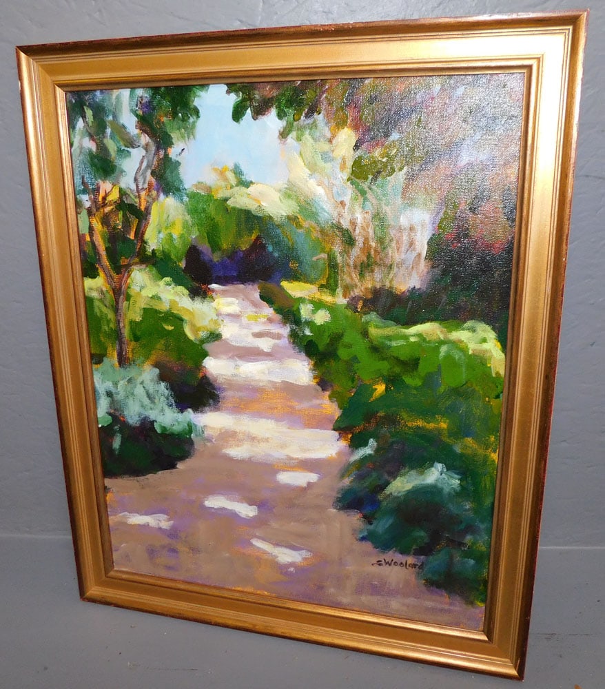 Framed Oil on Canvas Forest Scene Signed (1 of 3)