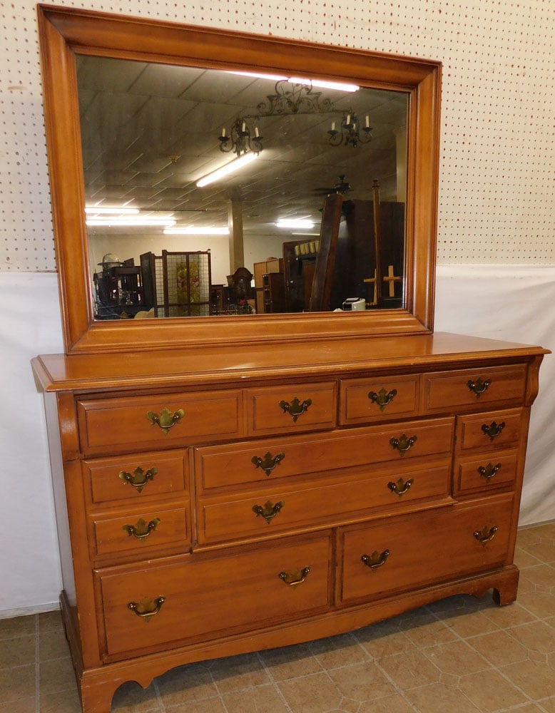 Maple Seven Drawer Dresser With Mirror (1 of 6)