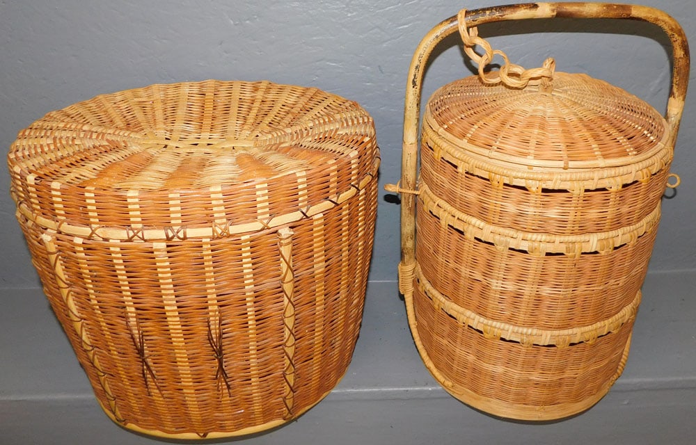 Two Baskets: Two Baskets. Up to 19" H ALL DESCRIPTIONS AND ANY CONDITION STATEMENT GIVEN BY LANGSTON AUCTION GALLERY ARE STRICTLY OPINIONS AND LANGSTON'S SHALL HAVE NO RESPONSIBILITY FOR ERRORS OR OMISSIONS. THE A