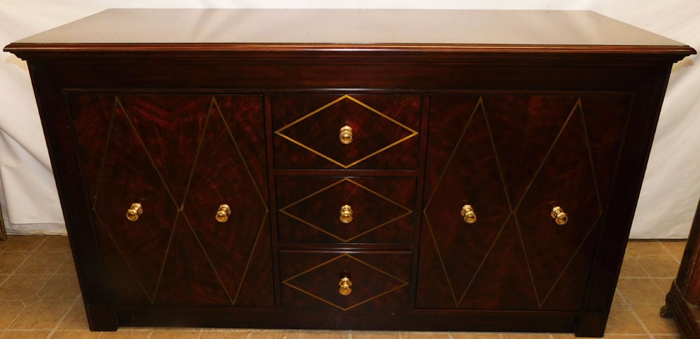 Modern Mahogany Cabinet: Modern Mahogany Cabinet. 64" W 24" D 34 3/4" H ALL DESCRIPTIONS AND ANY CONDITION STATEMENT GIVEN BY LANGSTON AUCTION GALLERY ARE STRICTLY OPINIONS AND LANGSTON'S SHALL HAVE NO RESPONSIBILITY FOR ERRO