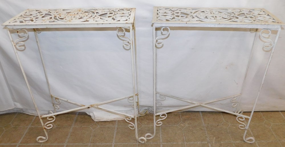 Pair Painted Wrought Iron Stands (1 of 3)