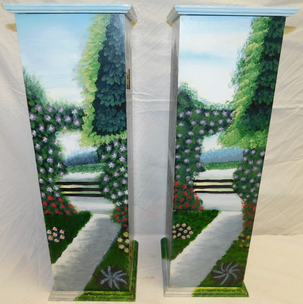 Pair Paint Decorated Cabinets With DVD- CD - Cassettes (1 of 6)