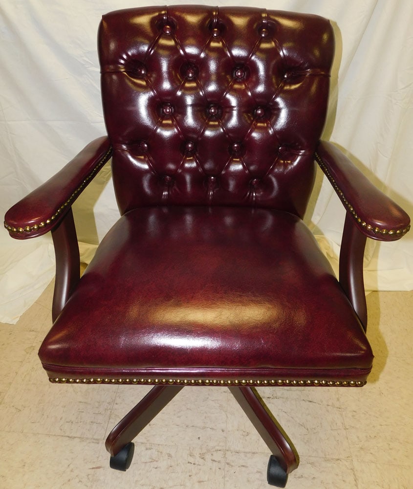 Burgundy Vinyl Swivel / Rocker Office Chair Auction