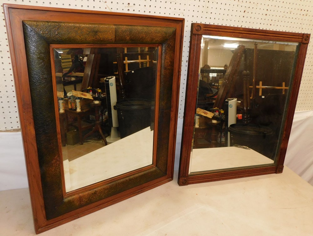 Two Antique Walnut Framed Mirrors (1 of 3)